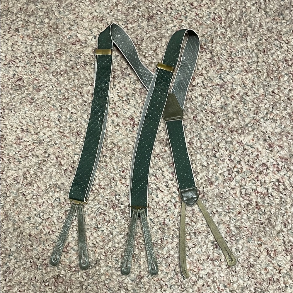 Green Leather accebts Men's suspenders